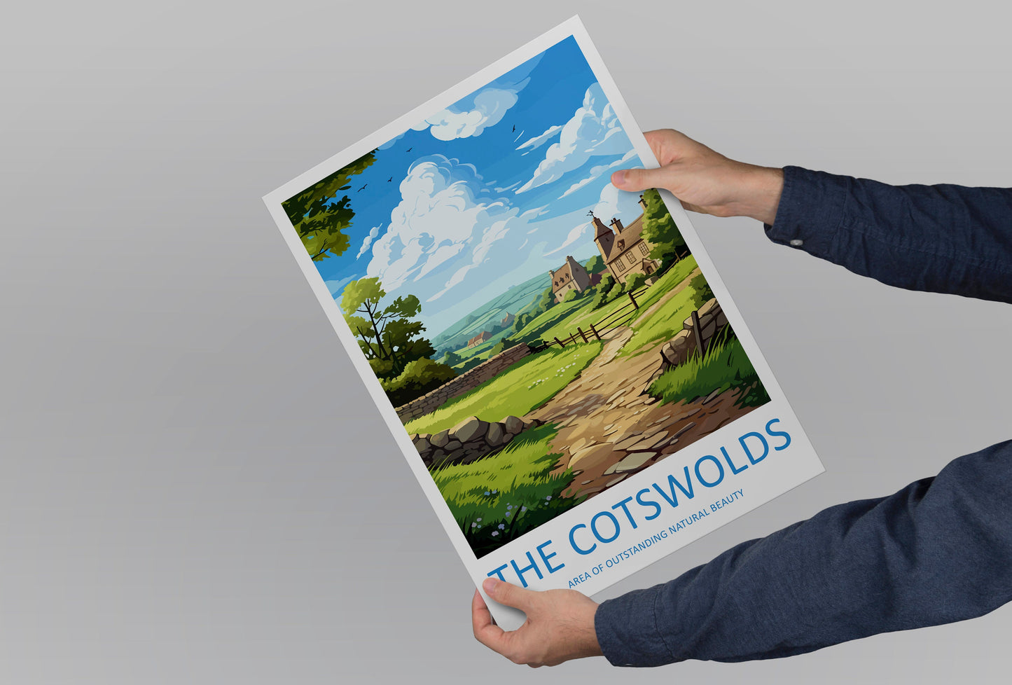 Cotswolds Travel Print Wall Art Cotswolds Wall Hanging Home Decor Cotswolds Gift Art Lovers Wall Art AONB Print