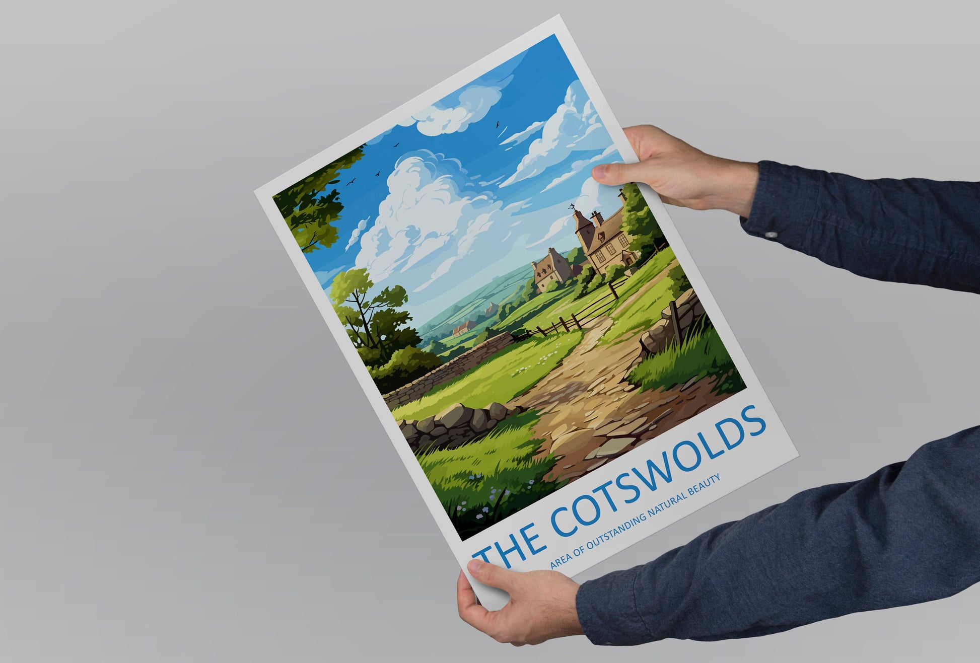 Cotswolds Travel Print Wall Art Cotswolds Wall Hanging Home Decor Cotswolds Gift Art Lovers Wall Art AONB Print