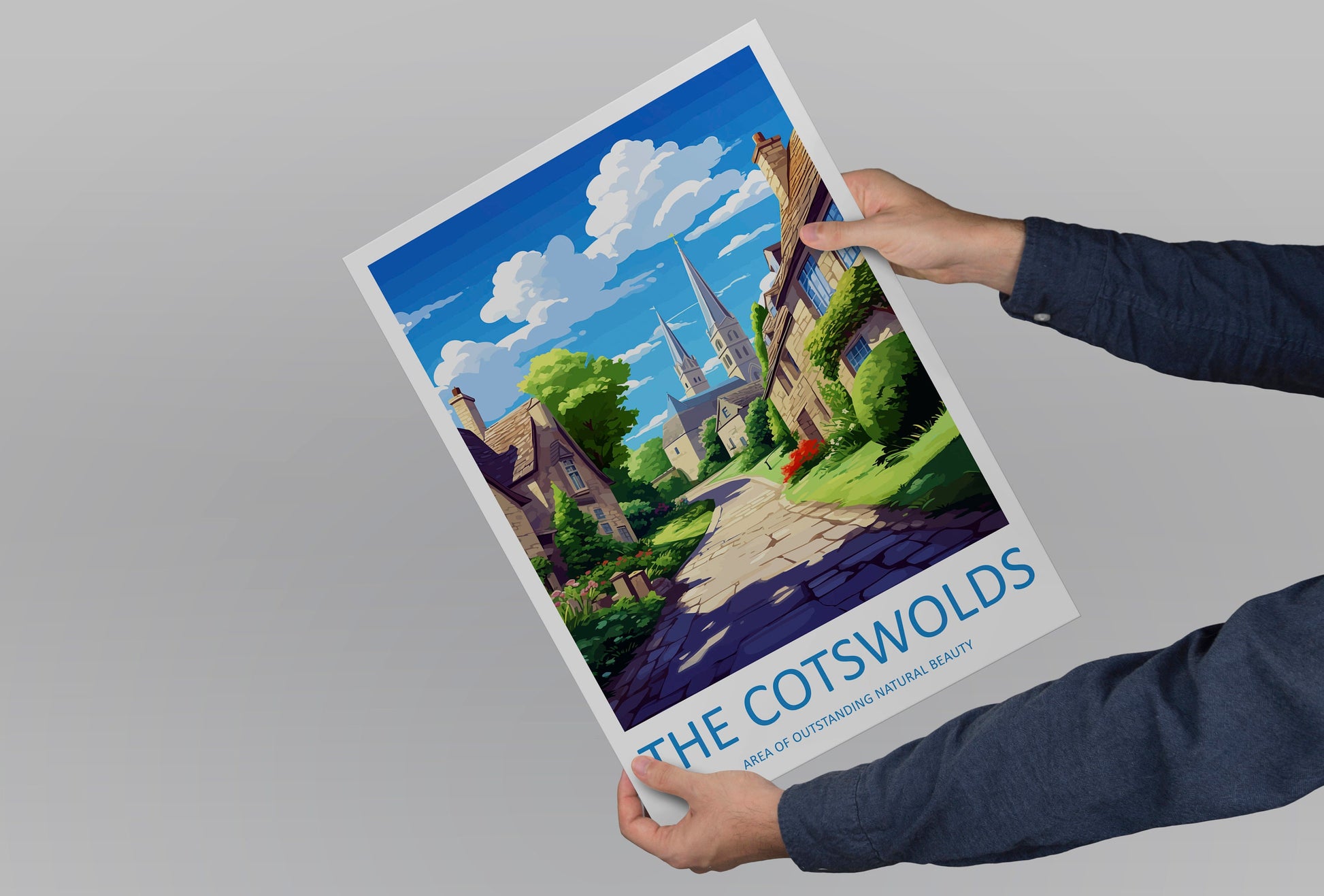 Cotswolds Travel Print Wall Art Cotswolds Wall Hanging Home Decor Cotswolds Gift Art Lovers Wall Art AONB Print