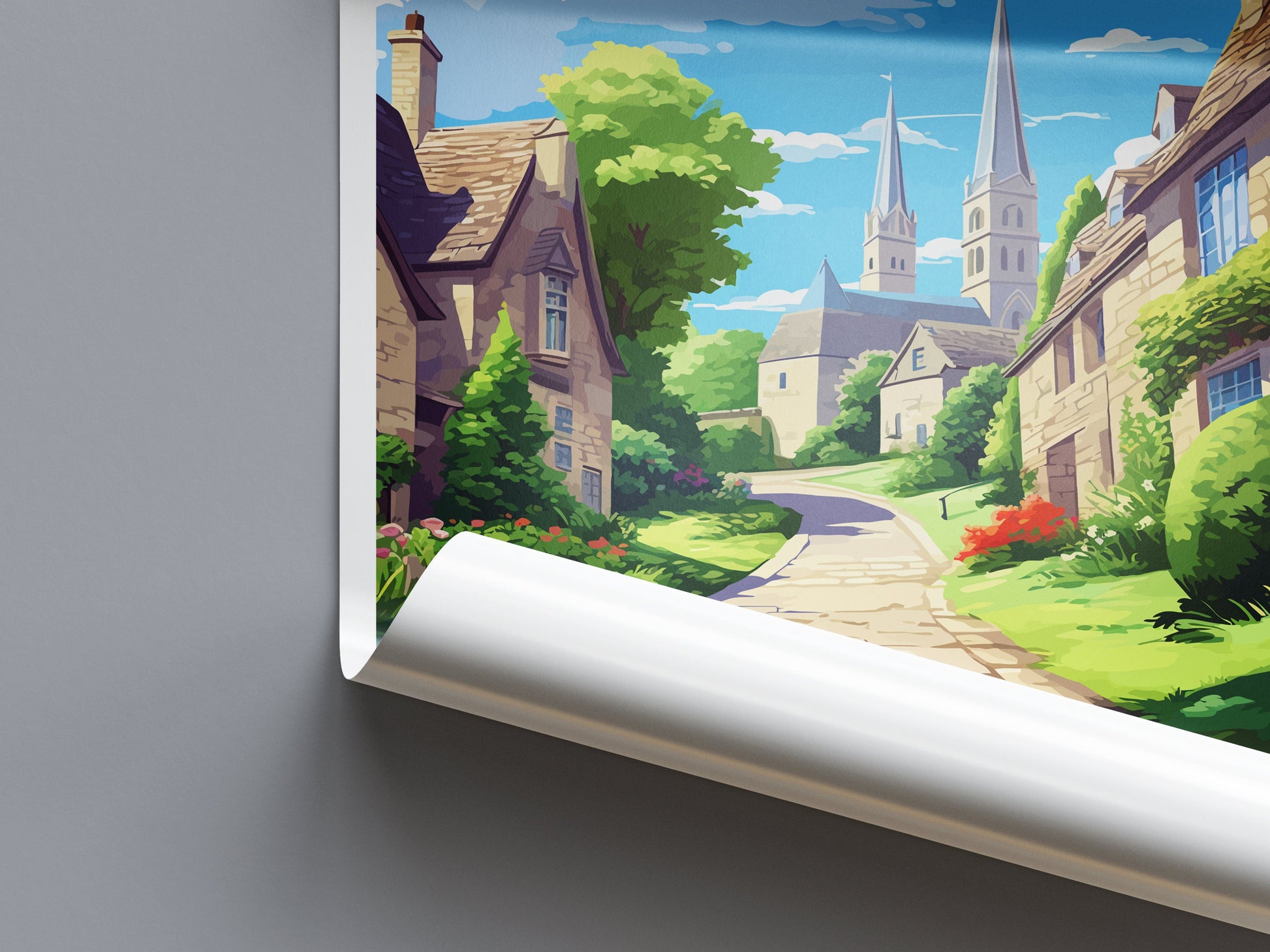 Cotswolds Travel Print Wall Art Cotswolds Wall Hanging Home Decor Cotswolds Gift Art Lovers Wall Art AONB Print