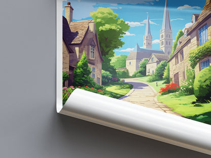 Cotswolds Travel Print Wall Art Cotswolds Wall Hanging Home Decor Cotswolds Gift Art Lovers Wall Art AONB Print