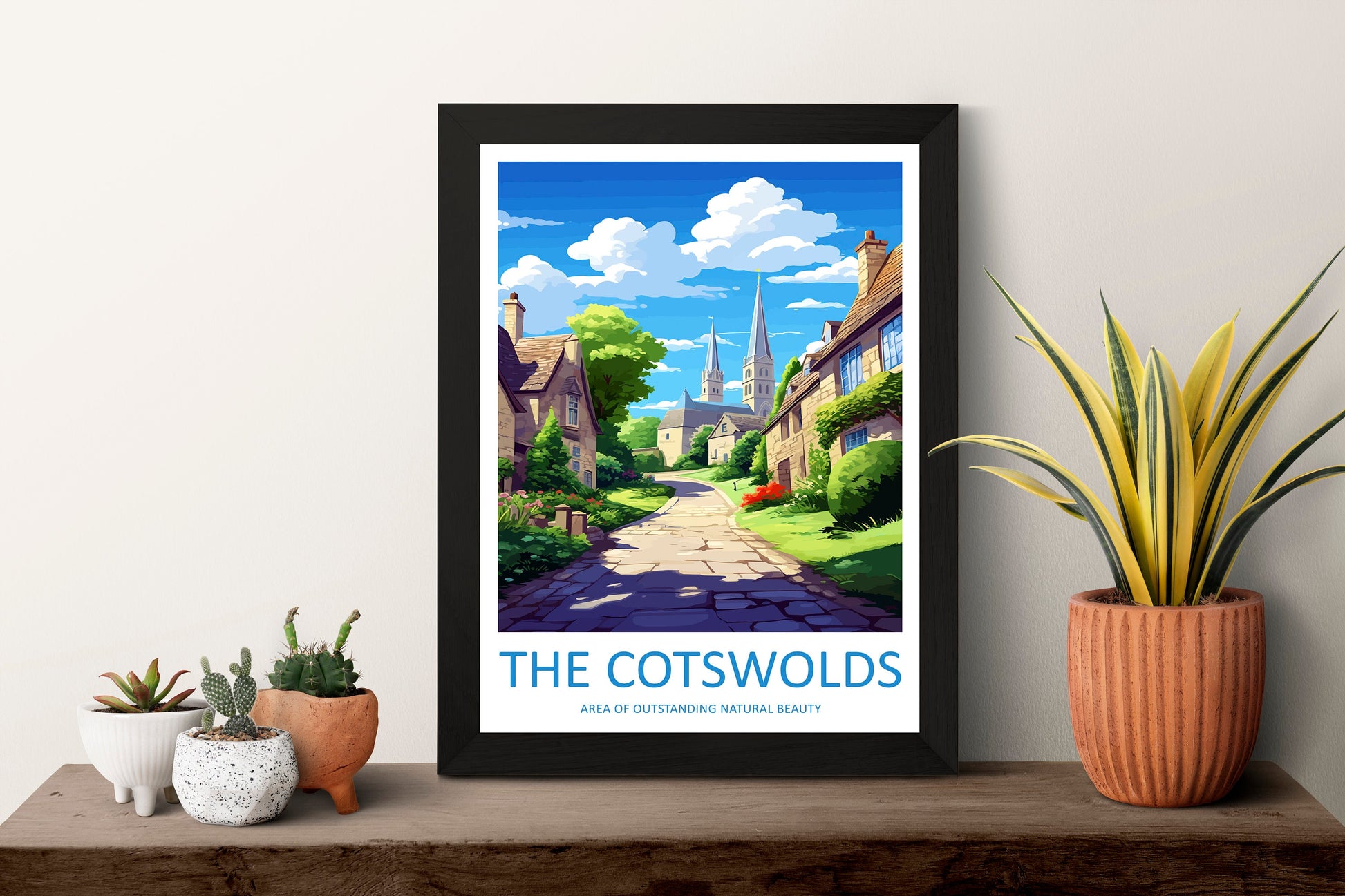 Cotswolds Travel Print Wall Art Cotswolds Wall Hanging Home Decor Cotswolds Gift Art Lovers Wall Art AONB Print