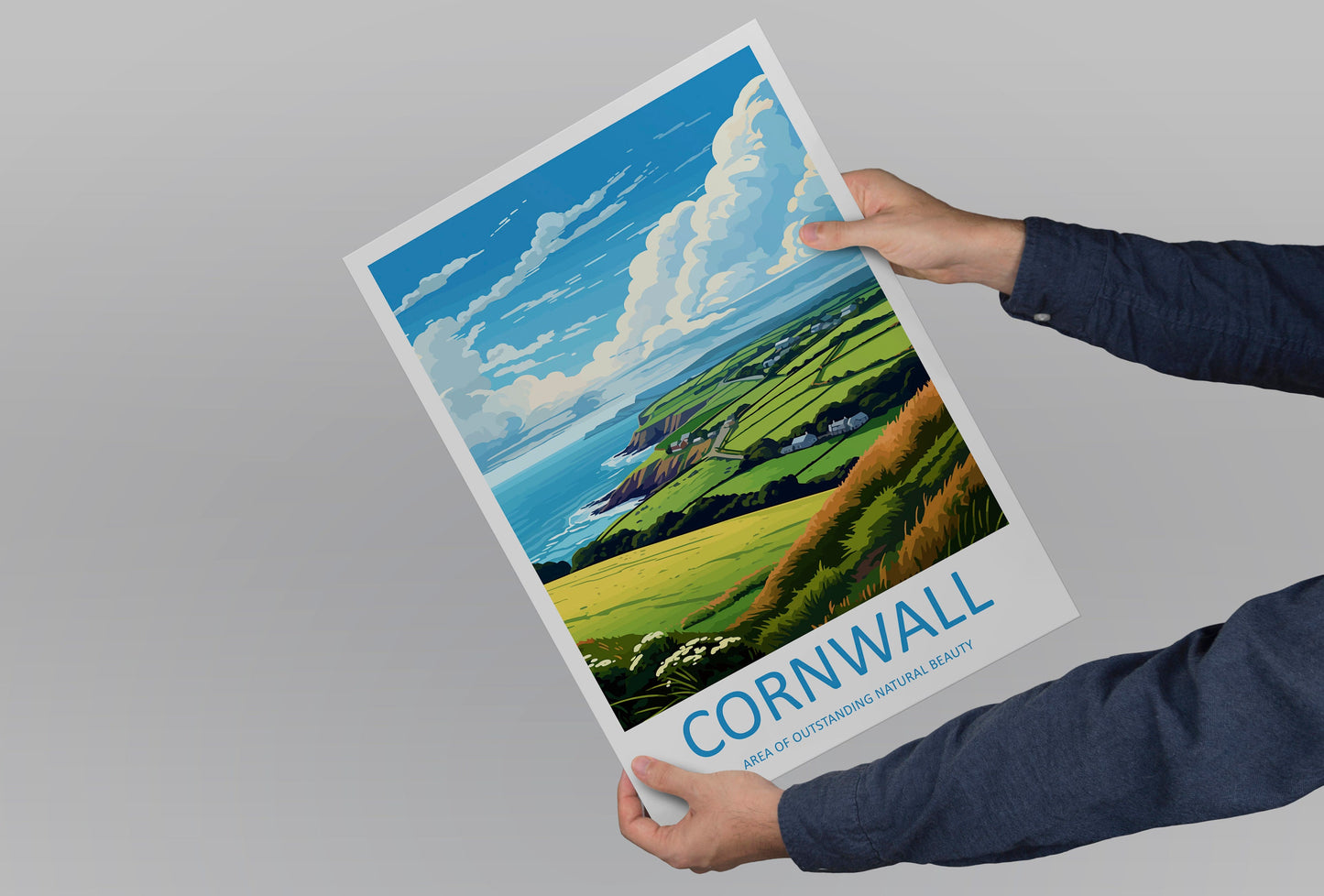 Cornwall Travel Print Wall Art Cornwall Wall Hanging Home Decor Cornwall Gift Art Lovers Wall Art AONB Print