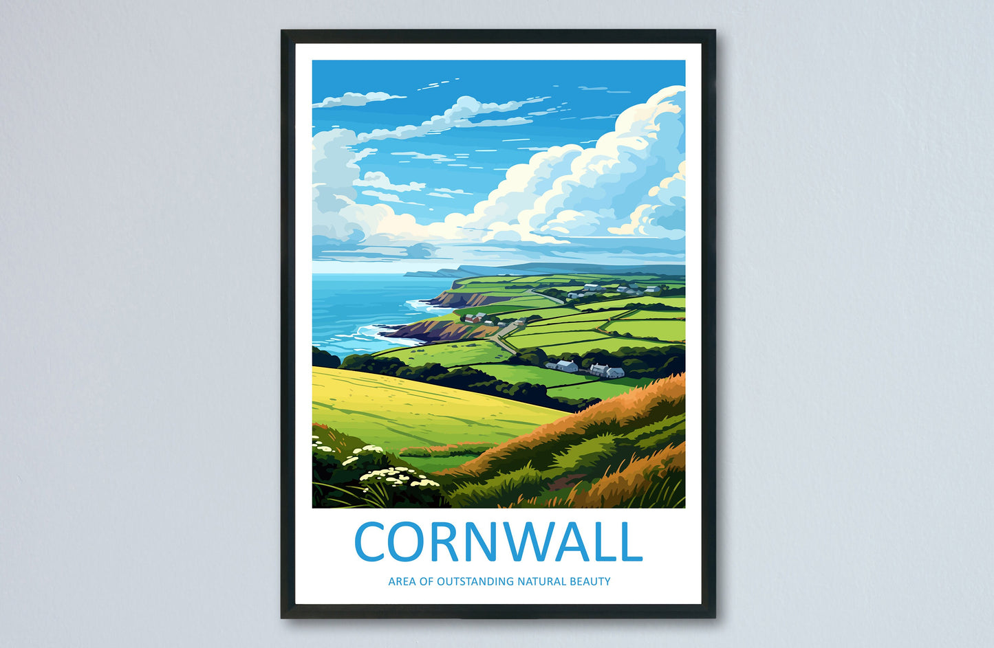Cornwall Travel Print Wall Art Cornwall Wall Hanging Home Decor Cornwall Gift Art Lovers Wall Art AONB Print