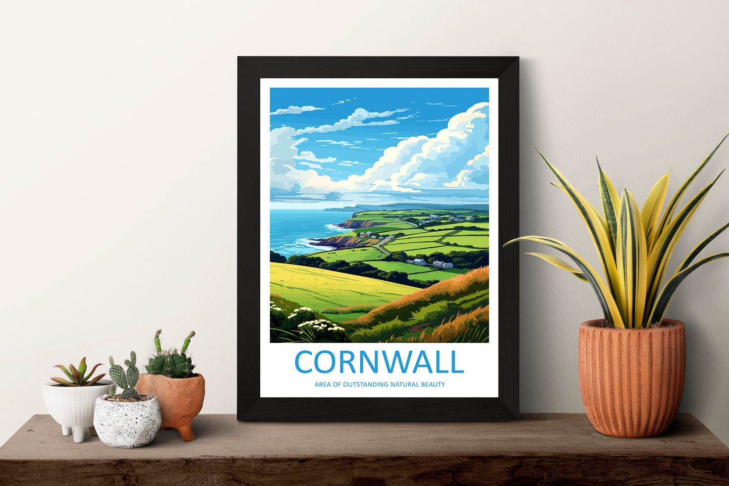 Cornwall Travel Print Wall Art Cornwall Wall Hanging Home Decor Cornwall Gift Art Lovers Wall Art AONB Print