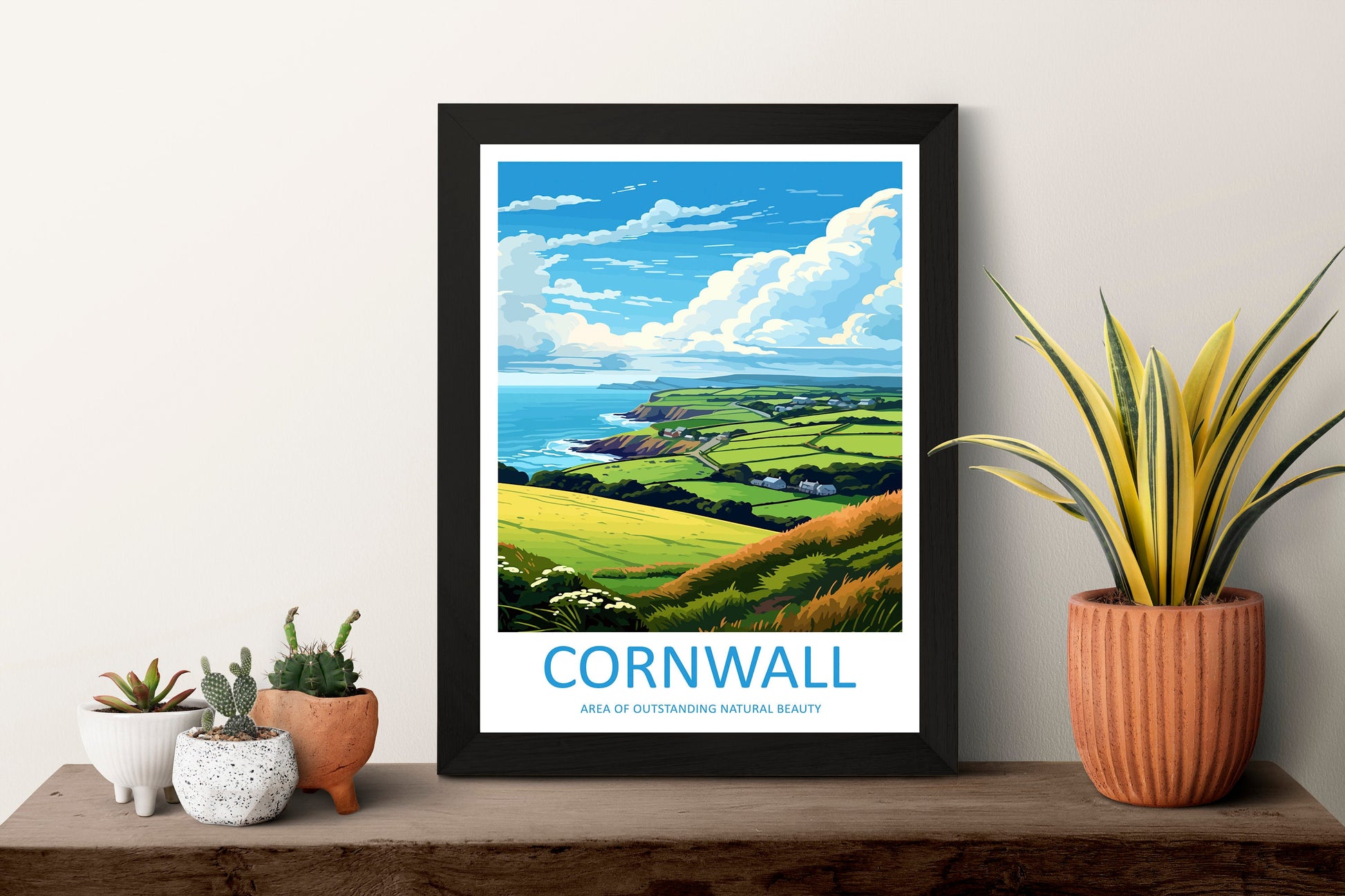 Cornwall Travel Print Wall Art Cornwall Wall Hanging Home Decor Cornwall Gift Art Lovers Wall Art AONB Print