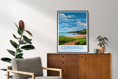 Cornwall Travel Print Wall Art Cornwall Wall Hanging Home Decor Cornwall Gift Art Lovers Wall Art AONB Print
