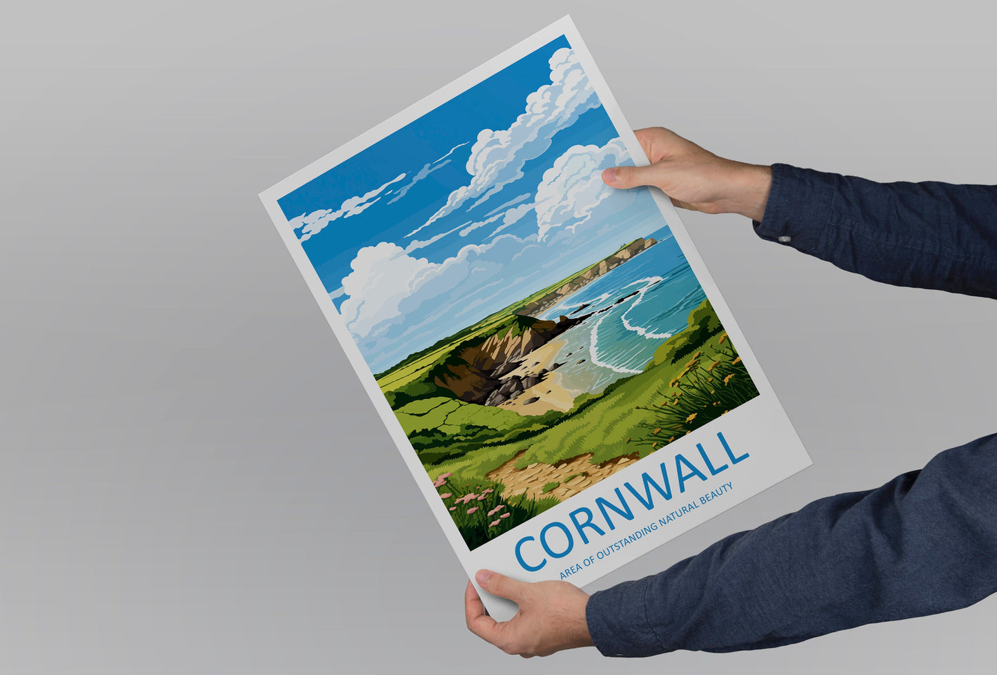 Cornwall Travel Print Wall Art Cornwall Wall Hanging Home Decor Cornwall Gift Art Lovers Wall Art AONB Print