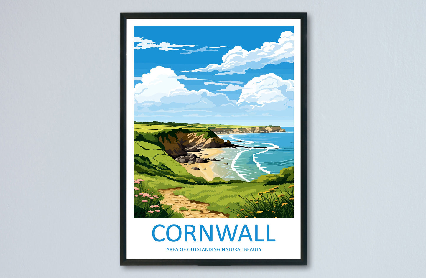 Cornwall Travel Print Wall Art Cornwall Wall Hanging Home Decor Cornwall Gift Art Lovers Wall Art AONB Print