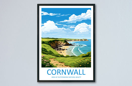 Cornwall Travel Print Wall Art Cornwall Wall Hanging Home Decor Cornwall Gift Art Lovers Wall Art AONB Print