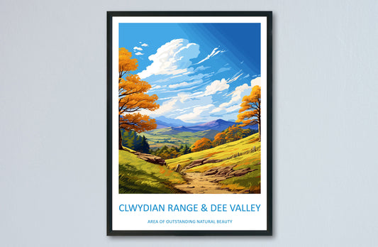 Clwydian Range and Dee Valley Travel Print Wall Art Clwydian Range and Dee Valley Wall Hanging Home Decor Clwydian Range and Dee Valley AONB