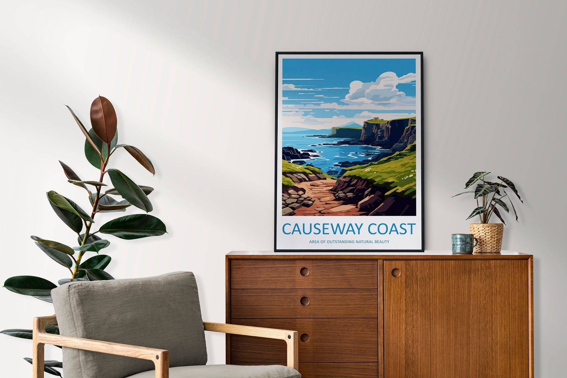 Causeway Coast Travel Print Wall Art Causeway Coast Wall Hanging Home Decor Causeway Coast Gift Art Lovers Wall Art AONB Print