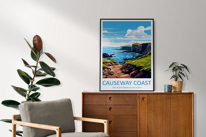 Causeway Coast Travel Print Wall Art Causeway Coast Wall Hanging Home Decor Causeway Coast Gift Art Lovers Wall Art AONB Print