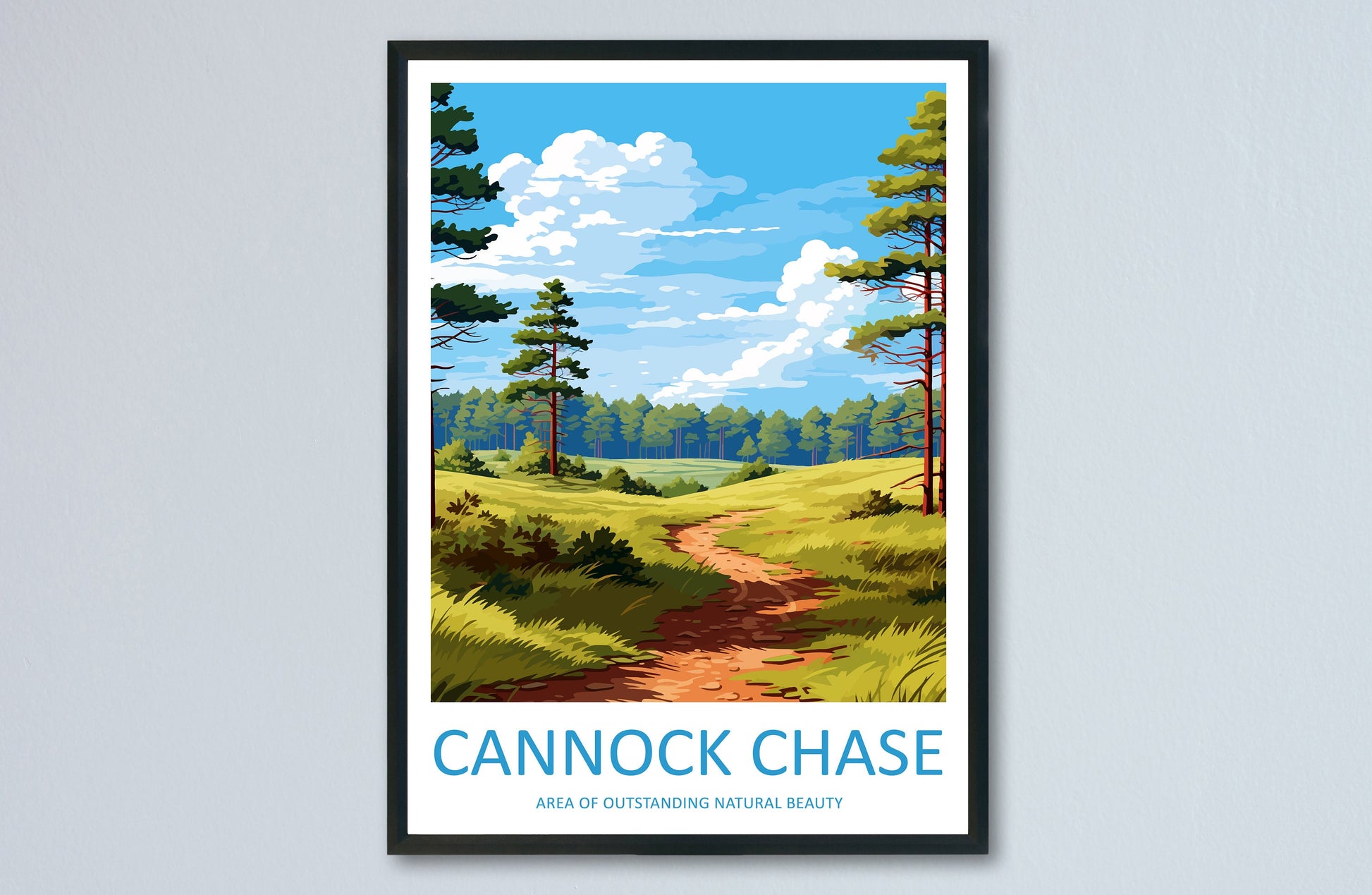 Cannock Chase Travel Print Wall Art Cannock Chase Wall Hanging Home Decor Cannock Chase Gift Art Lovers Wall Art AONB Print