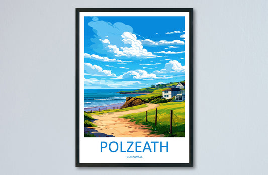 Polzeath Travel Print Wall Art Polzeath Wall Hanging Home Décor Polzeath Gift Art Lovers Cornwall Art Polzeath Gift