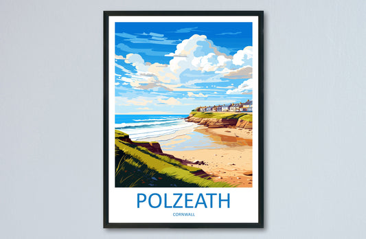 Polzeath Travel Print Wall Art Polzeath Wall Hanging Home Décor Polzeath Gift Art Lovers Cornwall Art Polzeath Gift