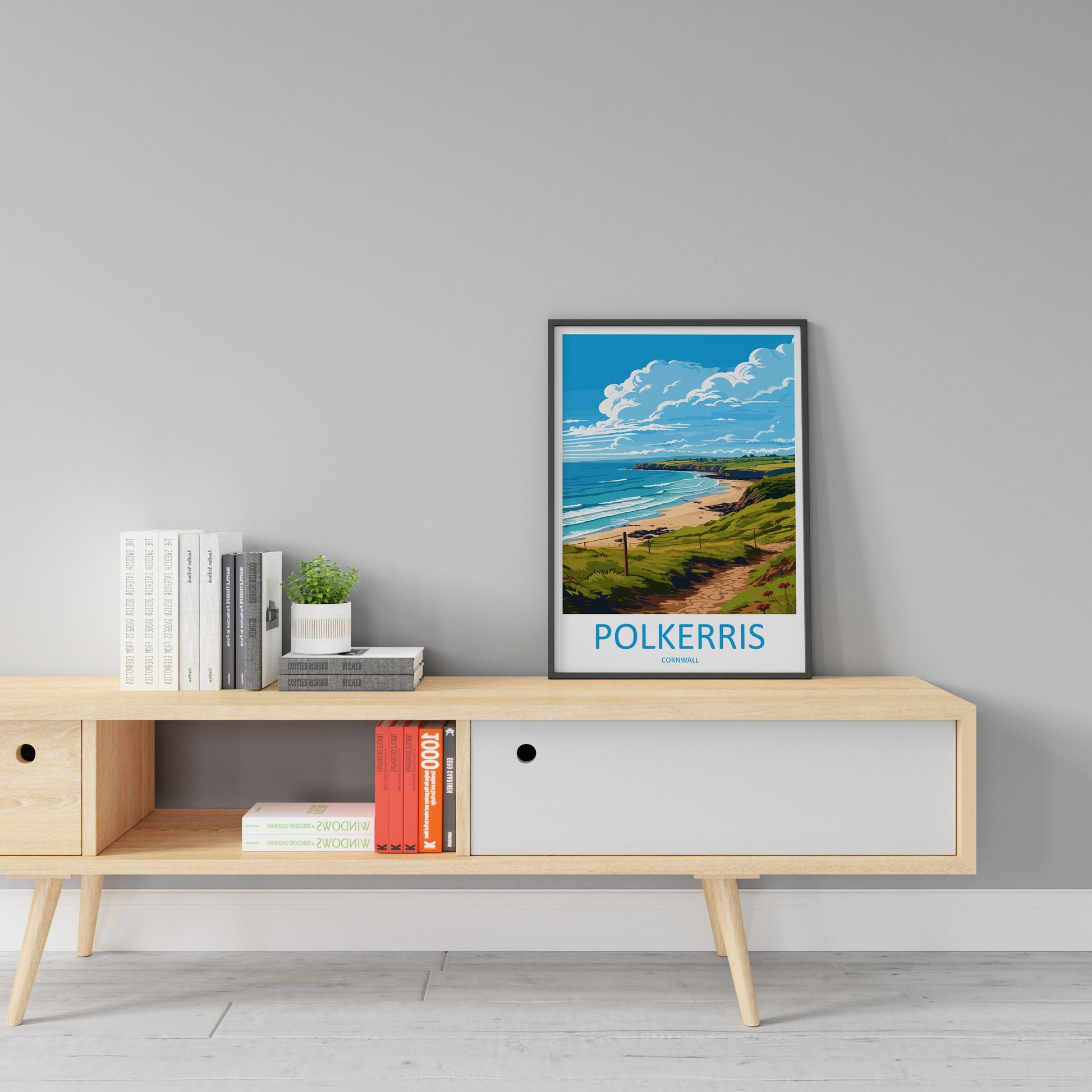 Polkerris Travel Print Wall Art Polkerris Wall Hanging Home Décor Polkerris Gift Art Lovers Cornwall Art Polkerris Gift