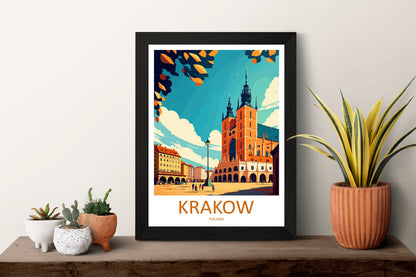 Krakow Travel Print Wall Art Krakow Wall Hanging Home Décor Krakow Gift Art Lovers Poland Art Lover Gift Krakow Travel Wall Art