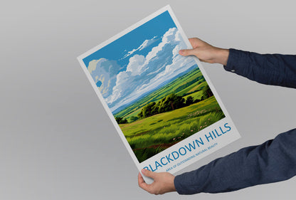 Blackdown Hills Travel Print Wall Art Blackdown Hills Wall Hanging Home Decor Blackdown Hills Gift Art Lovers Wall Art AONB Print