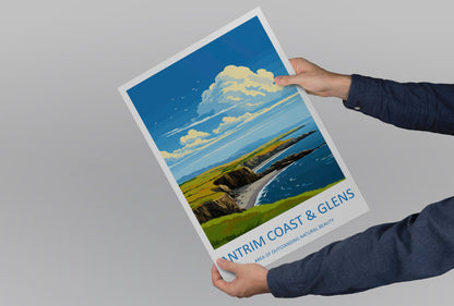 Antrim Coast and Glens Travel Print Wall Art Antrim Coast and Glens Wall Hanging Home Decor Antrim Coast and Glens Gift Art Lovers AONB