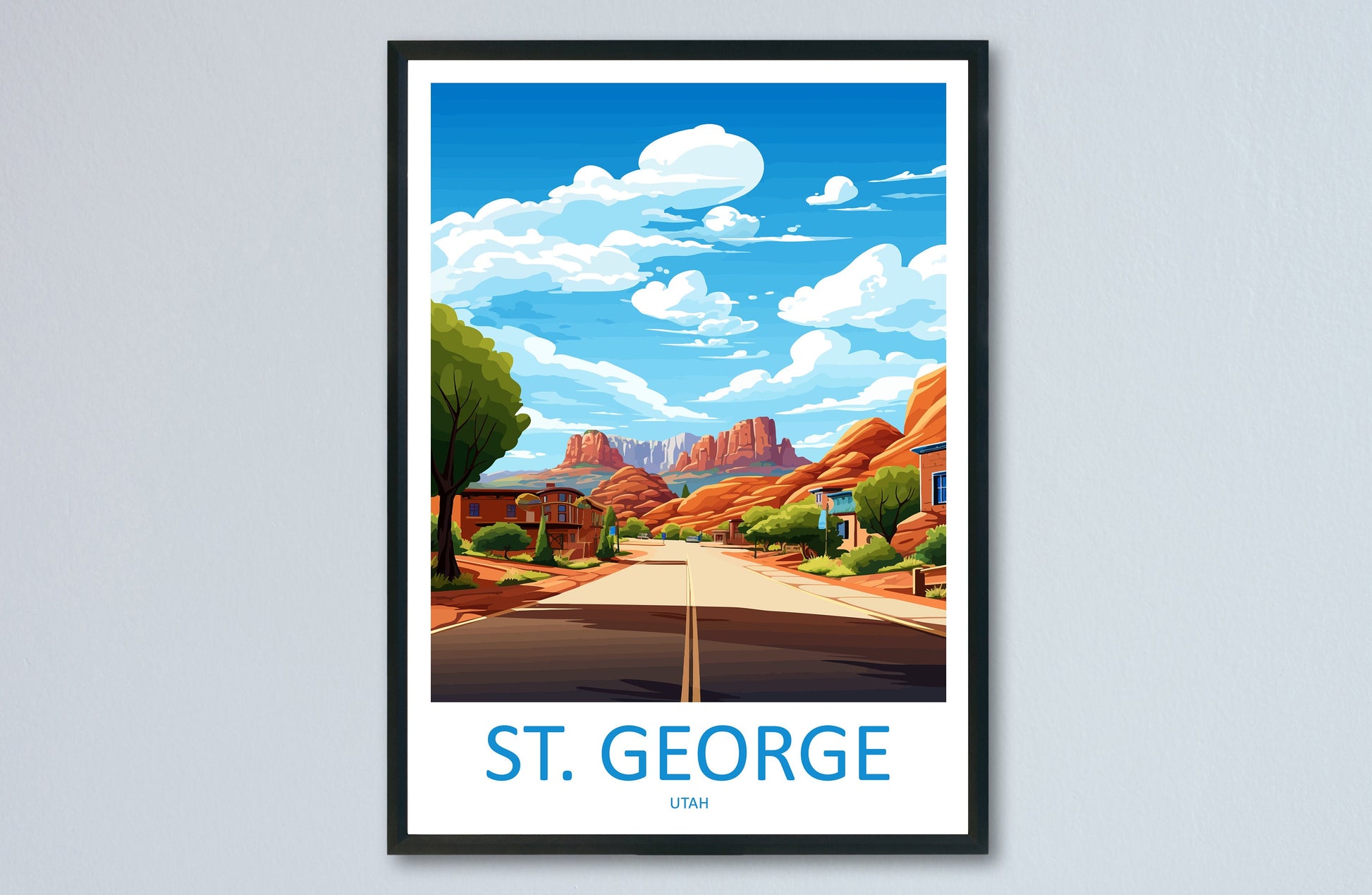 St George Travel Print Wall Art St George Wall Hanging Home Décor St George Gift Art Lovers Utah Art Lover Gift Travel Posters Wall Art