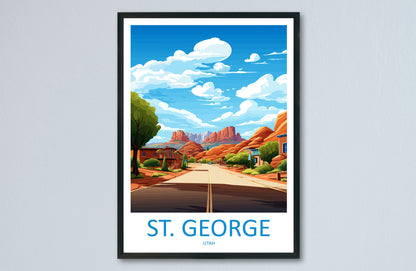 St George Travel Print Wall Art St George Wall Hanging Home Décor St George Gift Art Lovers Utah Art Lover Gift Travel Posters Wall Art