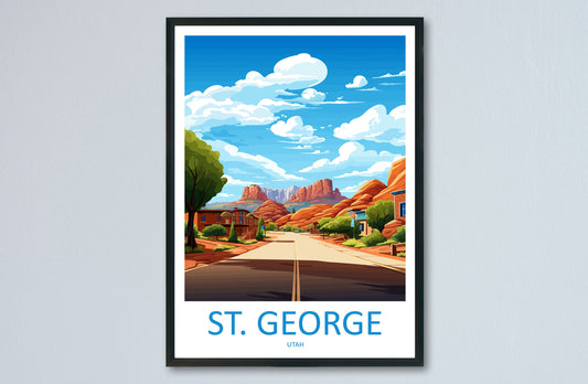 St George Travel Print Wall Art St George Wall Hanging Home Décor St George Gift Art Lovers Utah Art Lover Gift Travel Posters Wall Art