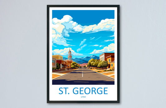 St George Travel Print Wall Art St George Wall Hanging Home Décor St George Gift Art Lovers Utah Art Lover Gift Travel Posters Wall Art