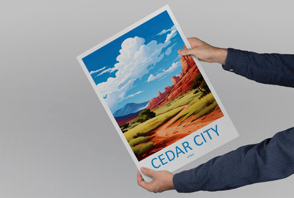 Cedar City Travel Print Wall Art Cedar City Wall Hanging Home Décor Cedar City Art Lovers Utah Art Lover Gift