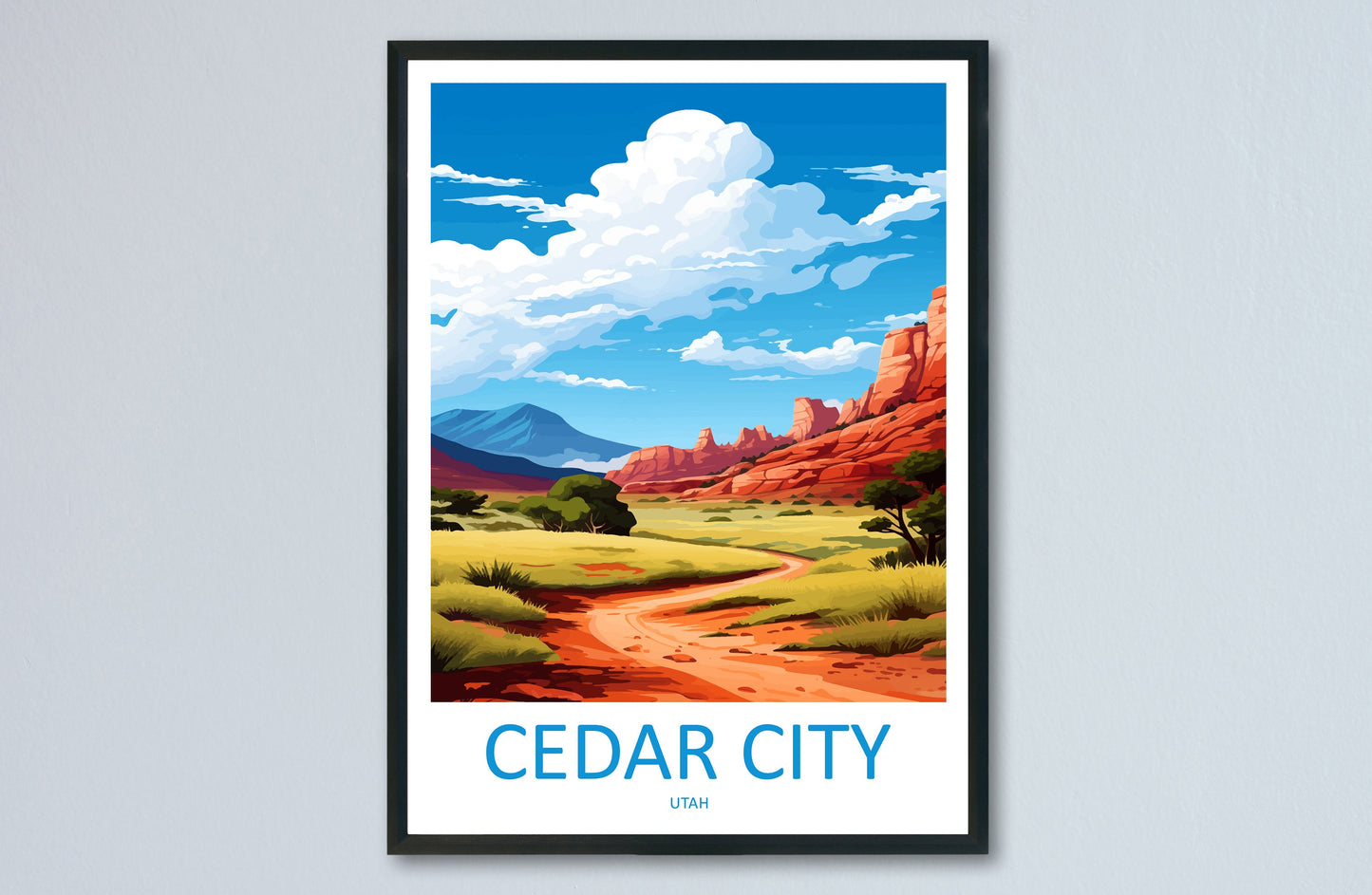 Cedar City Travel Print Wall Art Cedar City Wall Hanging Home Décor Cedar City Art Lovers Utah Art Lover Gift