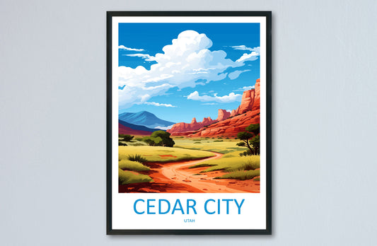 Cedar City Travel Print Wall Art Cedar City Wall Hanging Home Décor Cedar City Art Lovers Utah Art Lover Gift