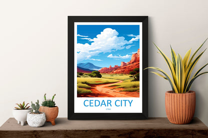 Cedar City Travel Print Wall Art Cedar City Wall Hanging Home Décor Cedar City Art Lovers Utah Art Lover Gift