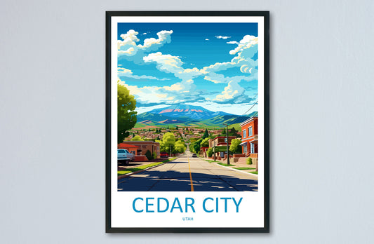 Cedar City Travel Print Wall Art Cedar City Wall Hanging Home Décor Cedar City Art Lovers Utah Art Lover Gift