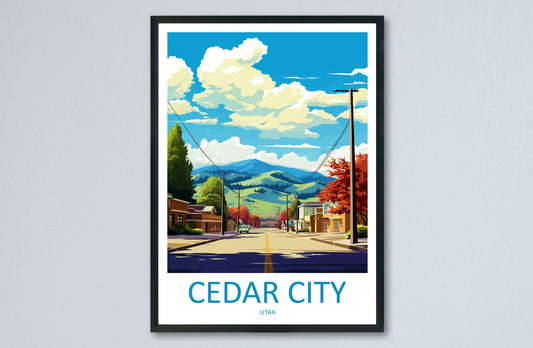 Cedar City Travel Print Wall Art Cedar City Wall Hanging Home Décor Cedar City Art Lovers Utah Art Lover Gift