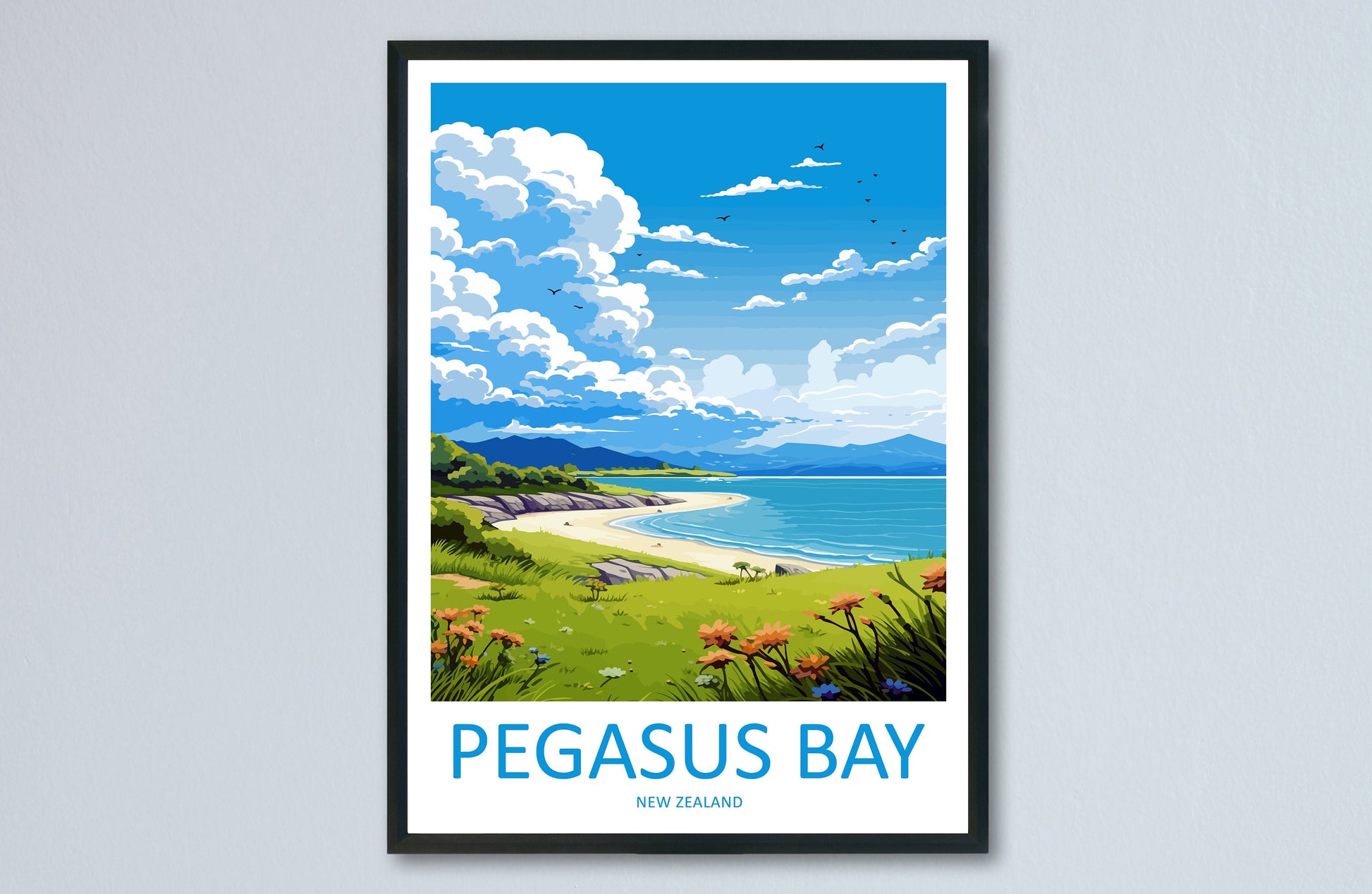 Pegasus Bay Travel Print Wall Art Pegasus Bay Wall Hanging Home Décor Pegasus BayGift Art Lovers New Zealand Art Lover Gift Print