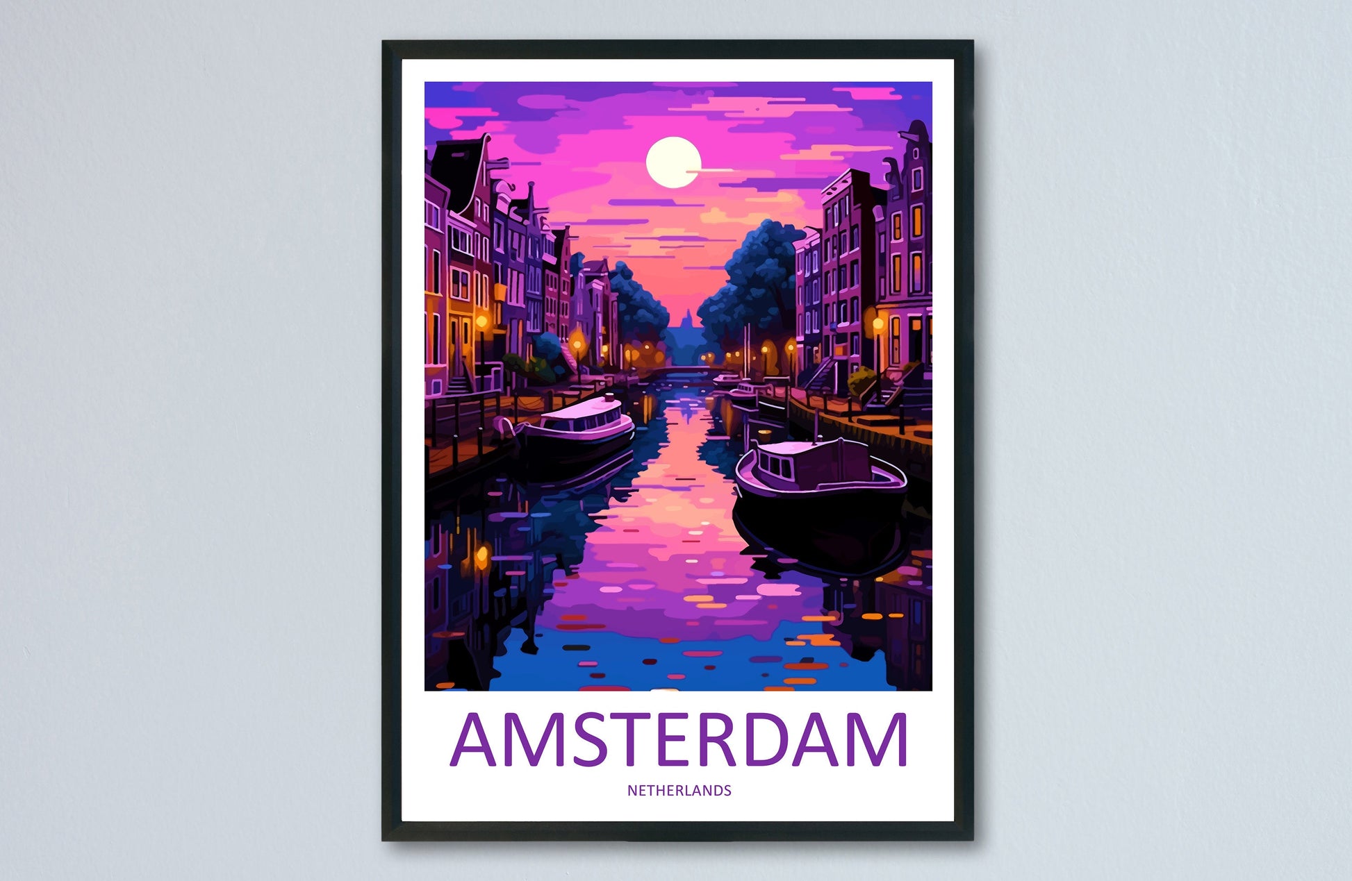 Amsterdam Travel Print Wall Art Amsterdam Wall Hanging Home Décor Amsterdam Gift Art Lovers Netherlands Art Lover Gift Amsterdam Decor