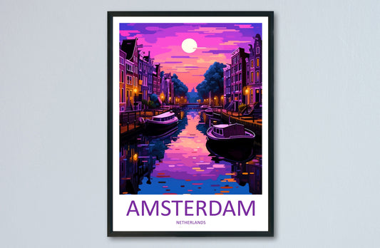 Amsterdam Travel Print Wall Art Amsterdam Wall Hanging Home Décor Amsterdam Gift Art Lovers Netherlands Art Lover Gift Amsterdam Decor