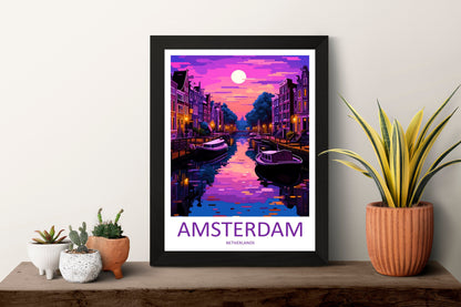 Amsterdam Travel Print Wall Art Amsterdam Wall Hanging Home Décor Amsterdam Gift Art Lovers Netherlands Art Lover Gift Amsterdam Decor