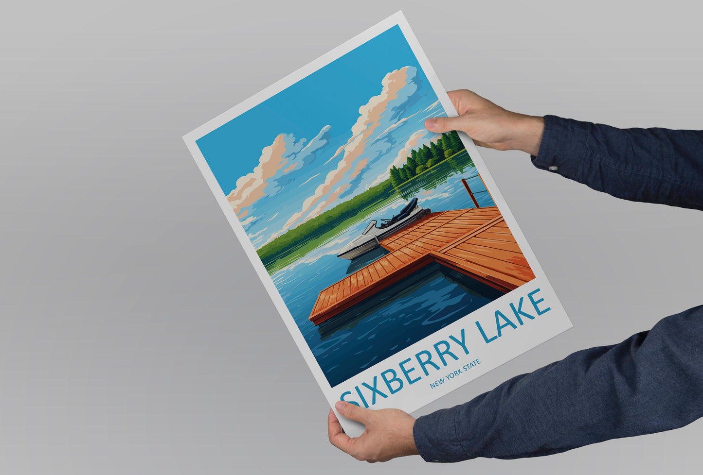 Sixberry Lake Travel Print Wall Art Sixberry Lake Wall Hanging Home Décor Sixberry Lake Gift Art Lovers New York State Art Gift