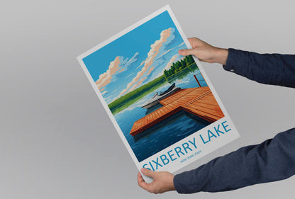 Sixberry Lake Travel Print Wall Art Sixberry Lake Wall Hanging Home Décor Sixberry Lake Gift Art Lovers New York State Art Gift
