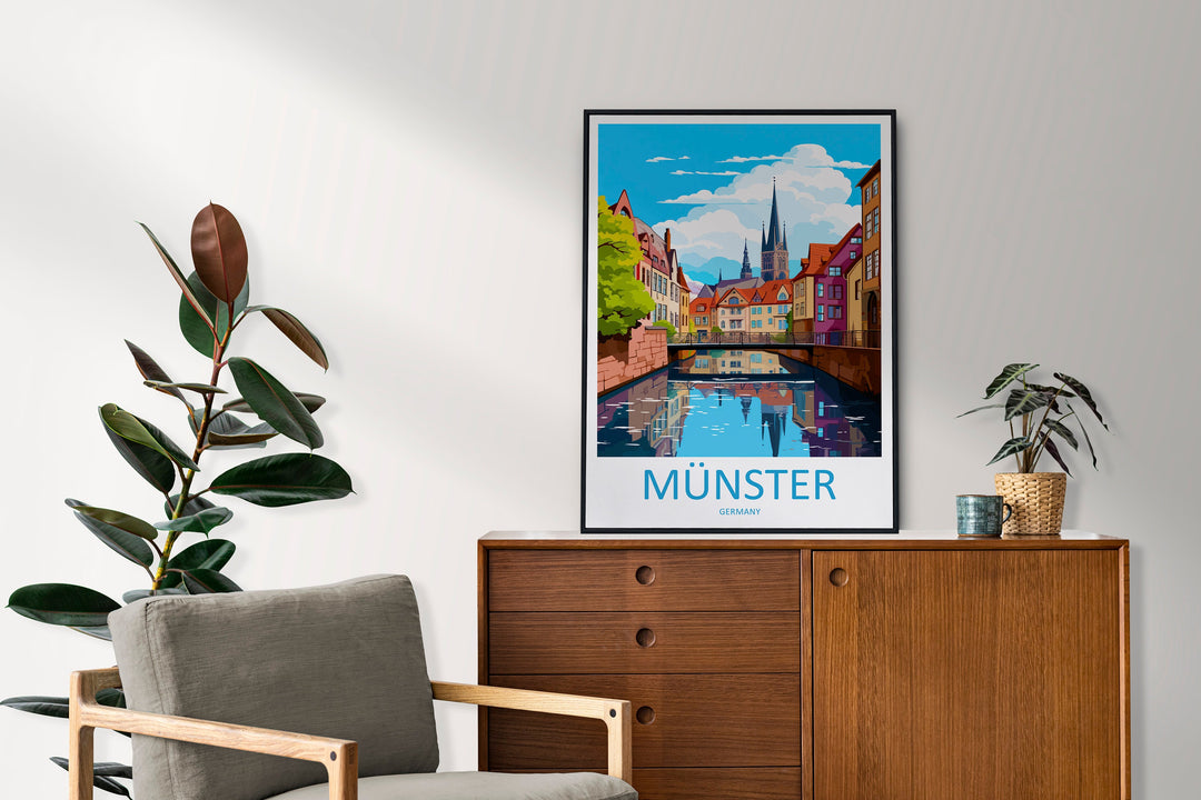 Münster Travel Print Wall Art Münster Wall Hanging Home Decoration Münster Gift Art Lovers Wall Art Print Art Münster Germany Poster