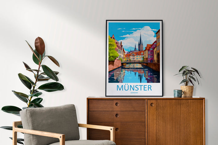 Münster Travel Print Wall Art Münster Wall Hanging Home Decoration Münster Gift Art Lovers Wall Art Print Art Münster Germany Poster