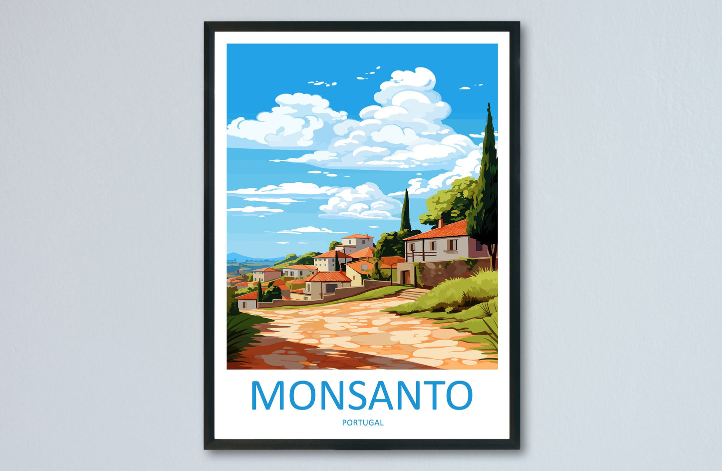 Monsanto Travel Print Wall Art Monsanto Wall Hanging Home Décor Monsanto Gift Art Lovers Portugal Art Lover Gift Monsanto Wall Décor