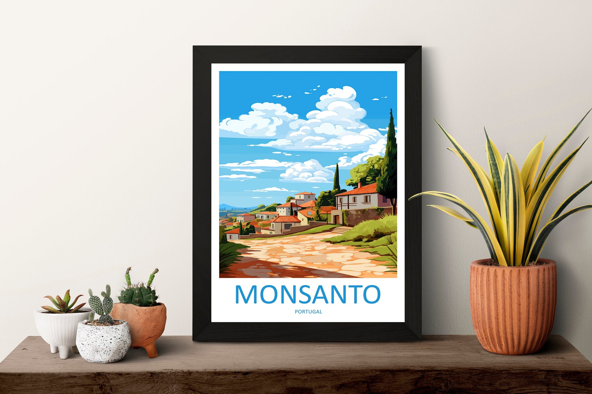 Monsanto Travel Print Wall Art Monsanto Wall Hanging Home Décor Monsanto Gift Art Lovers Portugal Art Lover Gift Monsanto Wall Décor