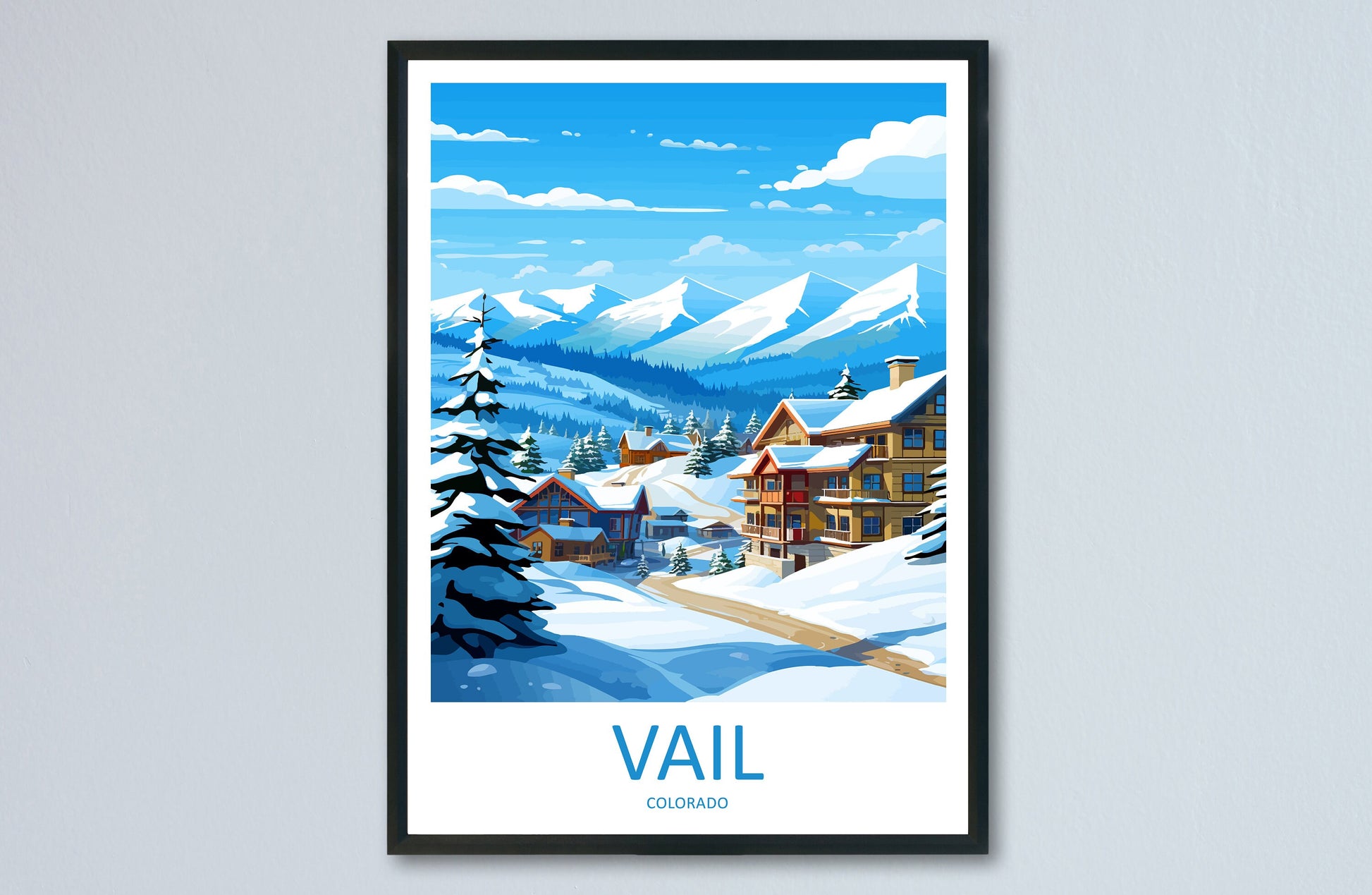 Vail Ski Resort Travel Print Wall Art Vail Ski Resort Wall Hanging Home Décor Vail Gift Art Lovers Ski Art Lover Gift Vail Print Skiing