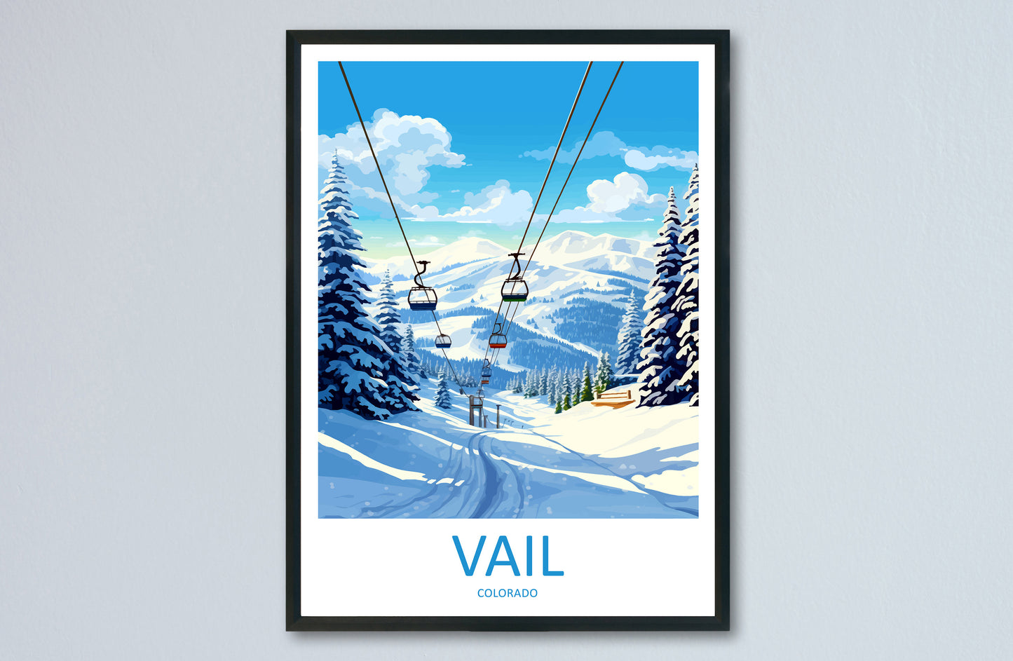 Vail Ski Resort Travel Print Wall Art Vail Ski Resort Wall Hanging Home Décor Vail Gift Art Lovers Ski Art Lover Gift Vail Print Skiing