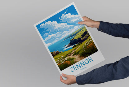 Zennor Travel Print Wall Art Zennor Wall Hanging Home Décor Zennor Gift Art Lovers England Art Lover Gift Zennor Travel Souvenir