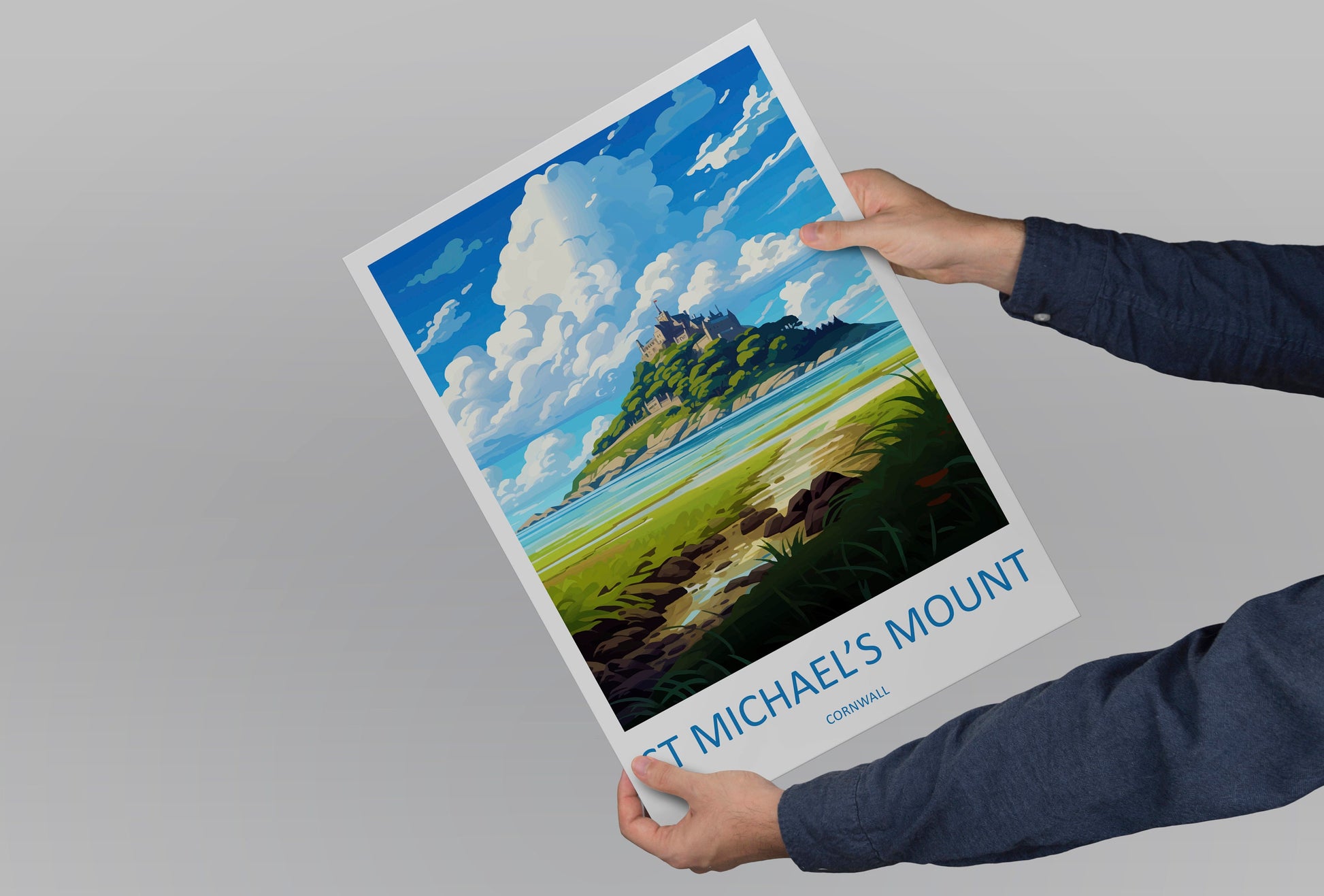 St Michaels Mount Travel Print Wall Art St Michaels Mount Wall Hanging Home Décor St Michaels Mount Gift Art Lovers Cornwall Art Lover Gift