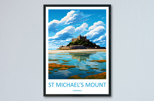 St Michaels Mount Travel Print Wall Art St Michaels Mount Wall Hanging Home Décor St Michaels Mount Gift Art Lovers Cornwall Art Lover Gift