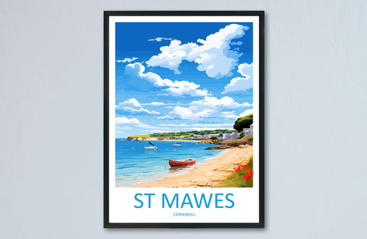 St Mawes Travel Print Wall Art St Michaels Mount Wall Hanging Home Décor St Michaels Mount Gift Art Lovers Cornwall Art Lover Gift